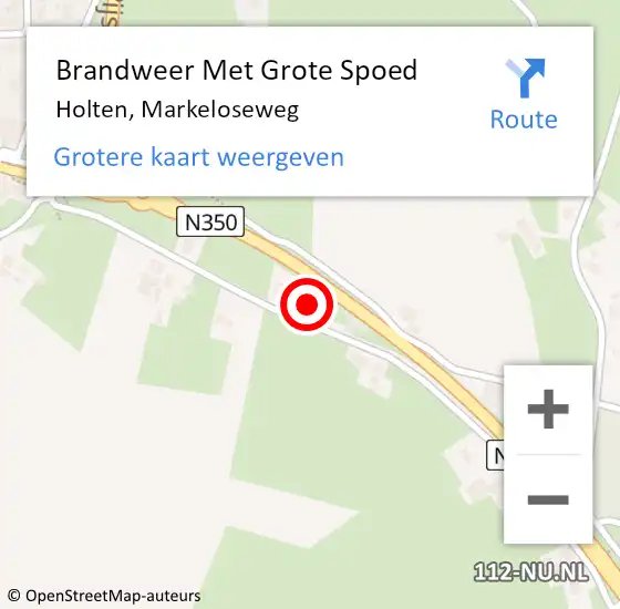 Locatie op kaart van de 112 melding: Brandweer Met Grote Spoed Naar Holten, Markeloseweg op 20 januari 2014 18:06