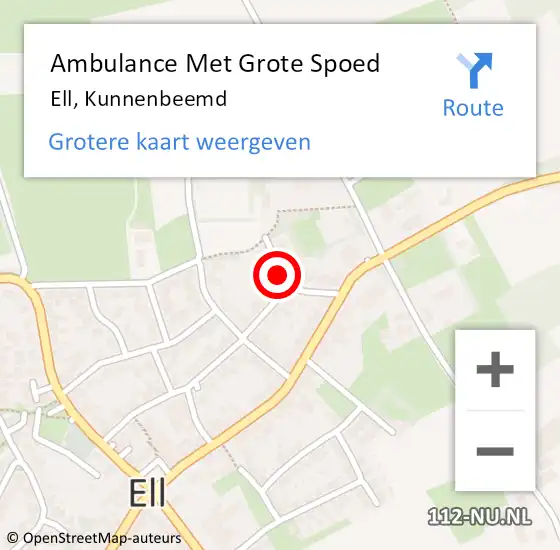 Locatie op kaart van de 112 melding: Ambulance Met Grote Spoed Naar Ell, Kunnenbeemd op 17 mei 2017 10:11