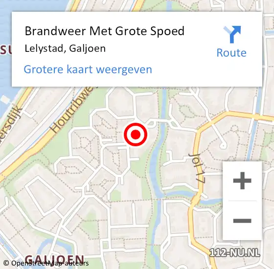Locatie op kaart van de 112 melding: Brandweer Met Grote Spoed Naar Lelystad, Galjoen op 17 mei 2017 10:41