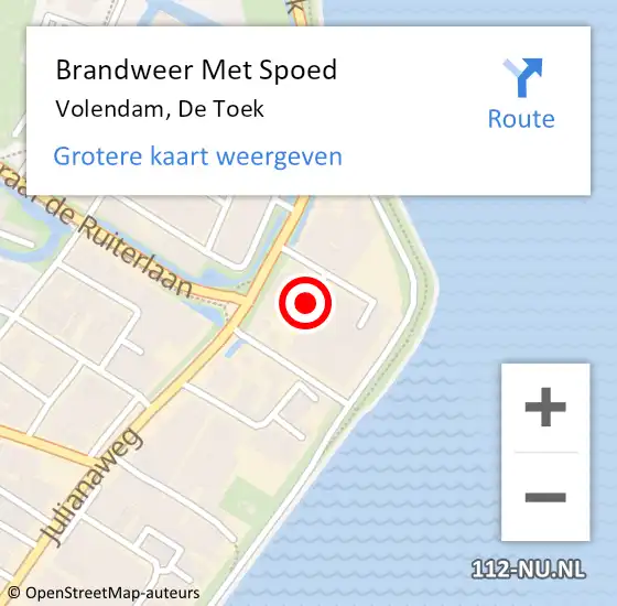 Locatie op kaart van de 112 melding: Brandweer Met Spoed Naar Volendam, De Toek op 17 mei 2017 10:44