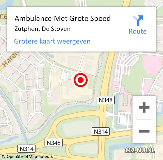 Locatie op kaart van de 112 melding: Ambulance Met Grote Spoed Naar Zutphen, De Stoven op 17 mei 2017 11:02