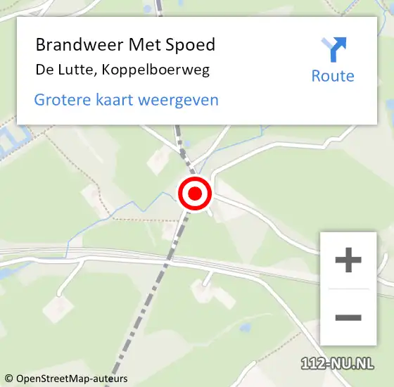 Locatie op kaart van de 112 melding: Brandweer Met Spoed Naar De Lutte, Koppelboerweg op 17 mei 2017 11:26