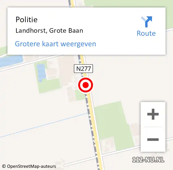 Locatie op kaart van de 112 melding: Politie Landhorst, Grote Baan op 17 mei 2017 11:56