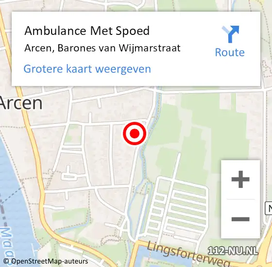 Locatie op kaart van de 112 melding: Ambulance Met Spoed Naar Arcen, Barones van Wijmarstraat op 17 mei 2017 11:57