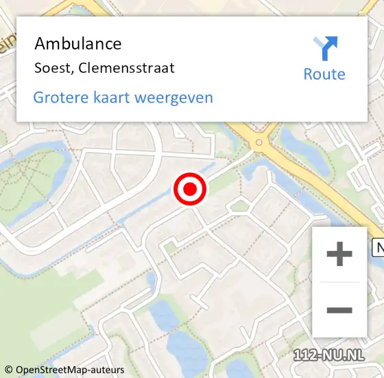 Locatie op kaart van de 112 melding: Ambulance Soest, Clemensstraat op 17 mei 2017 12:07