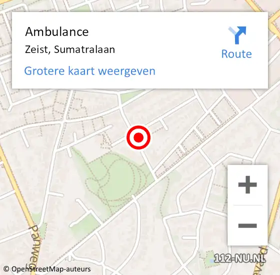 Locatie op kaart van de 112 melding: Ambulance Zeist, Sumatralaan op 17 mei 2017 12:25