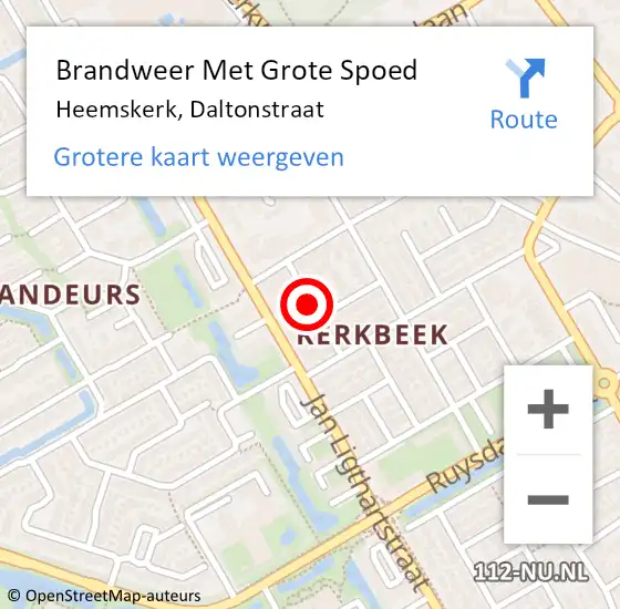 Locatie op kaart van de 112 melding: Brandweer Met Grote Spoed Naar Heemskerk, Daltonstraat op 17 mei 2017 12:36