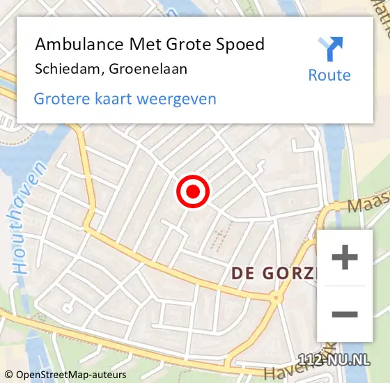 Locatie op kaart van de 112 melding: Ambulance Met Grote Spoed Naar Schiedam, Groenelaan op 17 mei 2017 13:00