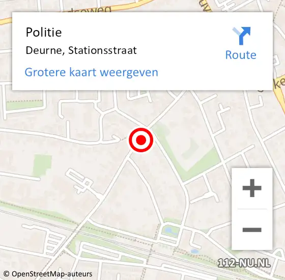 Locatie op kaart van de 112 melding: Politie Deurne, Stationsstraat op 17 mei 2017 13:06