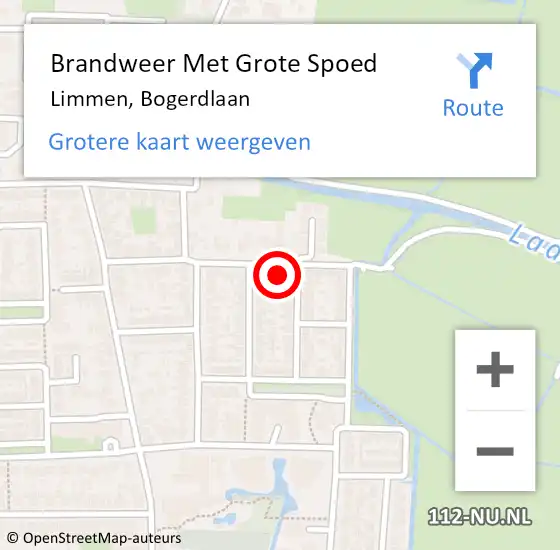 Locatie op kaart van de 112 melding: Brandweer Met Grote Spoed Naar Limmen, Bogerdlaan op 17 mei 2017 13:12