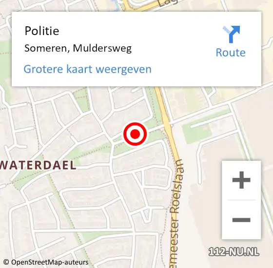 Locatie op kaart van de 112 melding: Politie Someren, Muldersweg op 17 mei 2017 13:20