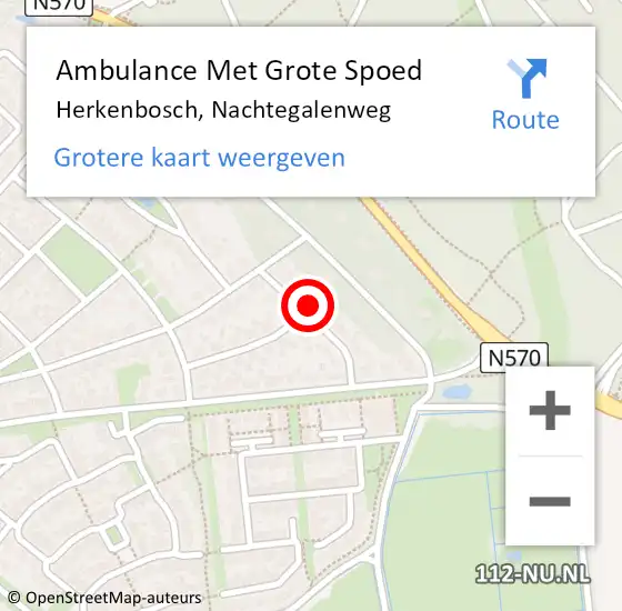 Locatie op kaart van de 112 melding: Ambulance Met Grote Spoed Naar Herkenbosch, Nachtegalenweg op 17 mei 2017 13:22