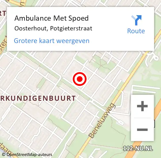 Locatie op kaart van de 112 melding: Ambulance Met Spoed Naar Oosterhout, Potgieterstraat op 17 mei 2017 14:25