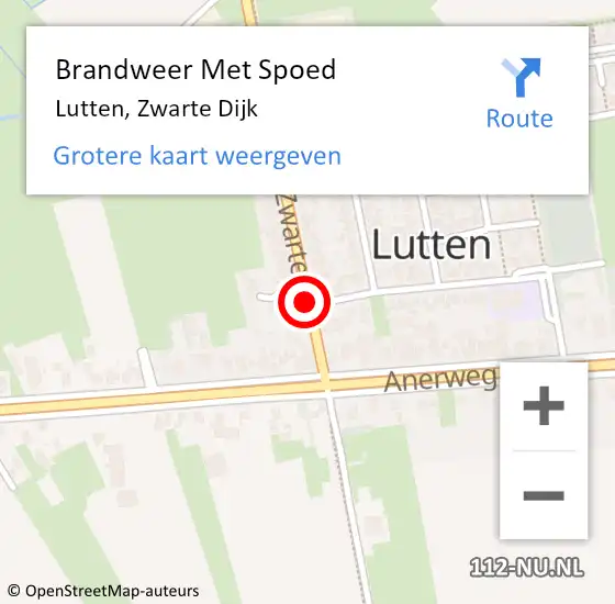 Locatie op kaart van de 112 melding: Brandweer Met Spoed Naar Lutten, Zwarte Dijk op 17 mei 2017 15:05