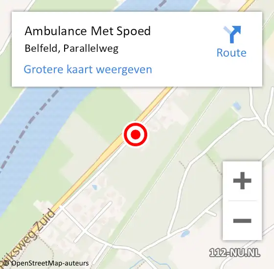 Locatie op kaart van de 112 melding: Ambulance Met Spoed Naar Belfeld, Parallelweg op 17 mei 2017 15:21