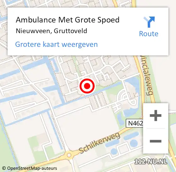 Locatie op kaart van de 112 melding: Ambulance Met Grote Spoed Naar Nieuwveen, Gruttoveld op 17 mei 2017 15:45