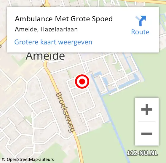 Locatie op kaart van de 112 melding: Ambulance Met Grote Spoed Naar Ameide, Hazelaarlaan op 17 mei 2017 15:46