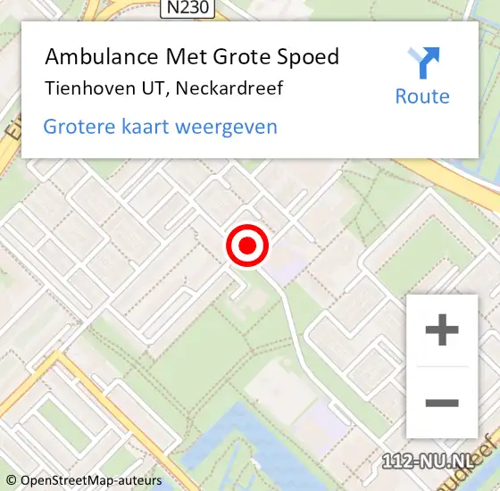 Locatie op kaart van de 112 melding: Ambulance Met Grote Spoed Naar Tienhoven UT, Neckardreef op 17 mei 2017 16:04