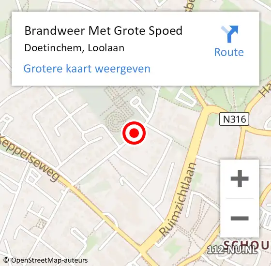 Locatie op kaart van de 112 melding: Brandweer Met Grote Spoed Naar Doetinchem, Loolaan op 17 mei 2017 16:09