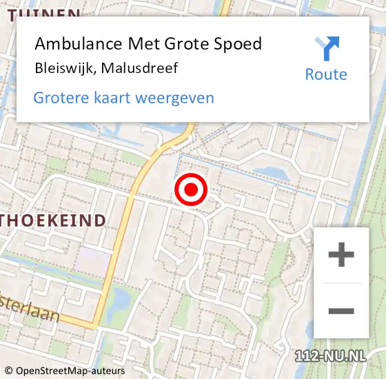 Locatie op kaart van de 112 melding: Ambulance Met Grote Spoed Naar Bleiswijk, Malusdreef op 17 mei 2017 16:18