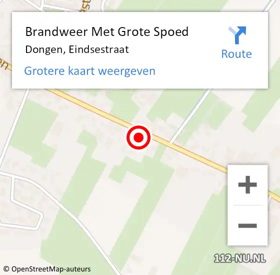 Locatie op kaart van de 112 melding: Brandweer Met Grote Spoed Naar Dongen, Eindsestraat op 17 mei 2017 16:20