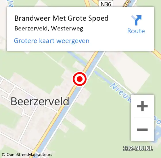 Locatie op kaart van de 112 melding: Brandweer Met Grote Spoed Naar Beerzerveld, Westerweg op 17 mei 2017 16:21