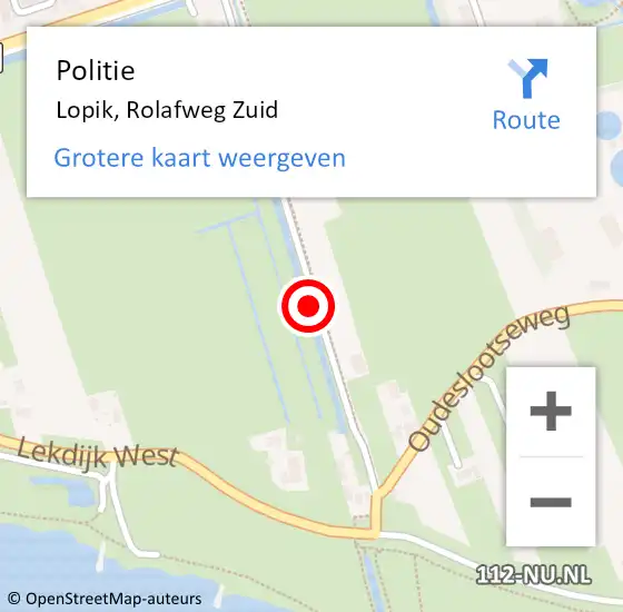 Locatie op kaart van de 112 melding: Politie Lopik, Rolafweg Zuid op 17 mei 2017 16:24