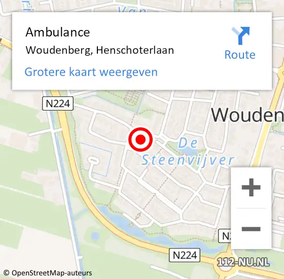 Locatie op kaart van de 112 melding: Ambulance Woudenberg, Henschoterlaan op 17 mei 2017 16:58