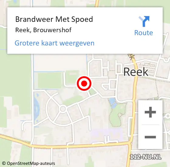 Locatie op kaart van de 112 melding: Brandweer Met Spoed Naar Reek, Brouwershof op 17 mei 2017 16:59