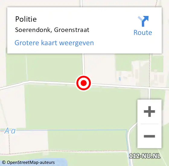 Locatie op kaart van de 112 melding: Politie Soerendonk, Groenstraat op 17 mei 2017 17:10