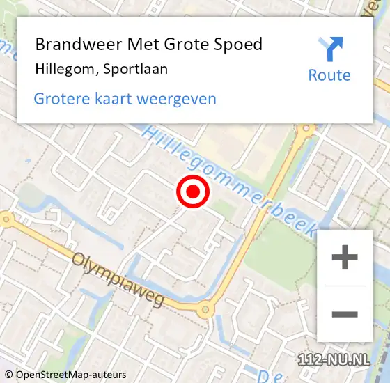 Locatie op kaart van de 112 melding: Brandweer Met Grote Spoed Naar Hillegom, Sportlaan op 17 mei 2017 17:25