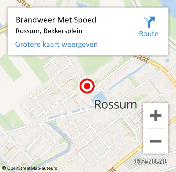 Locatie op kaart van de 112 melding: Brandweer Met Spoed Naar Rossum, Bekkersplein op 17 mei 2017 17:29