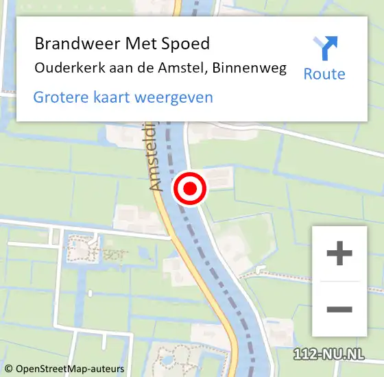 Locatie op kaart van de 112 melding: Brandweer Met Spoed Naar Ouderkerk aan de Amstel, Binnenweg op 17 mei 2017 17:44