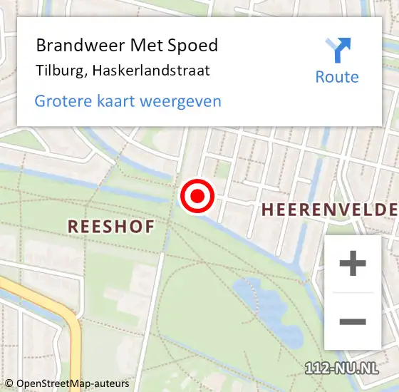 Locatie op kaart van de 112 melding: Brandweer Met Spoed Naar Tilburg, Haskerlandstraat op 17 mei 2017 18:15