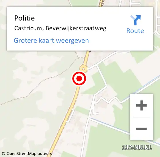Locatie op kaart van de 112 melding: Politie Castricum, Beverwijkerstraatweg op 17 mei 2017 18:23