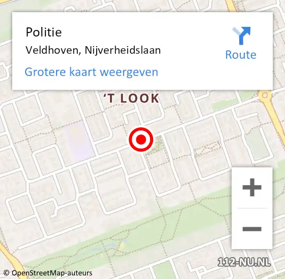 Locatie op kaart van de 112 melding: Politie Veldhoven, Nijverheidslaan op 17 mei 2017 19:45