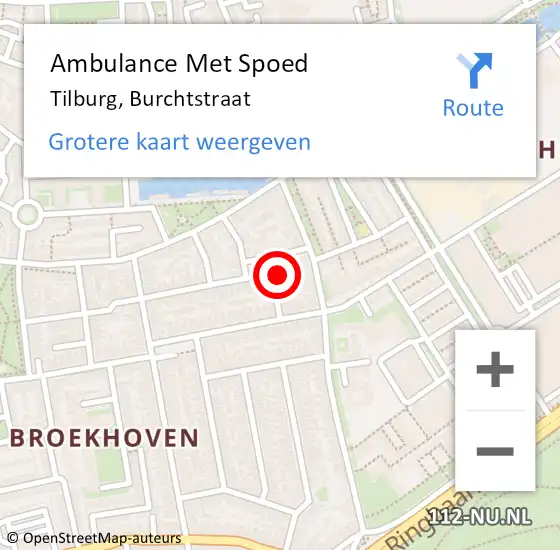 Locatie op kaart van de 112 melding: Ambulance Met Spoed Naar Tilburg, Burchtstraat op 17 mei 2017 20:28