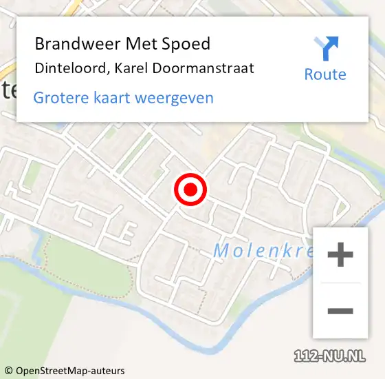 Locatie op kaart van de 112 melding: Brandweer Met Spoed Naar Dinteloord, Karel Doormanstraat op 17 mei 2017 20:40