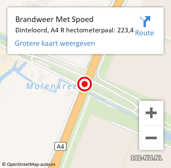 Locatie op kaart van de 112 melding: Brandweer Met Spoed Naar Dinteloord, A4 R hectometerpaal: 215,0 op 17 mei 2017 20:56