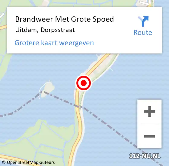 Locatie op kaart van de 112 melding: Brandweer Met Grote Spoed Naar Uitdam, Dorpsstraat op 17 mei 2017 21:24