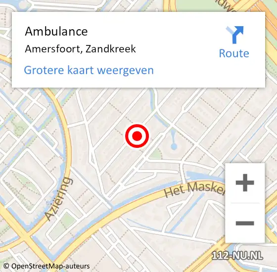 Locatie op kaart van de 112 melding: Ambulance Amersfoort, Zandkreek op 17 mei 2017 21:26