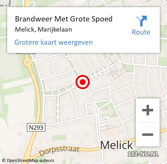 Locatie op kaart van de 112 melding: Brandweer Met Grote Spoed Naar Melick, Marijkelaan op 17 mei 2017 21:44