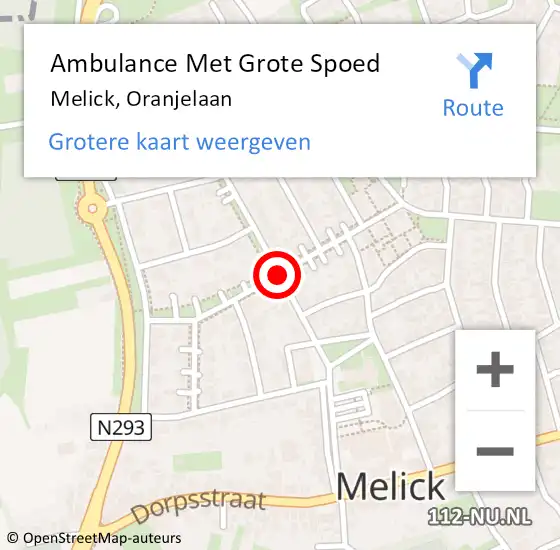 Locatie op kaart van de 112 melding: Ambulance Met Grote Spoed Naar Melick, Oranjelaan op 17 mei 2017 21:45