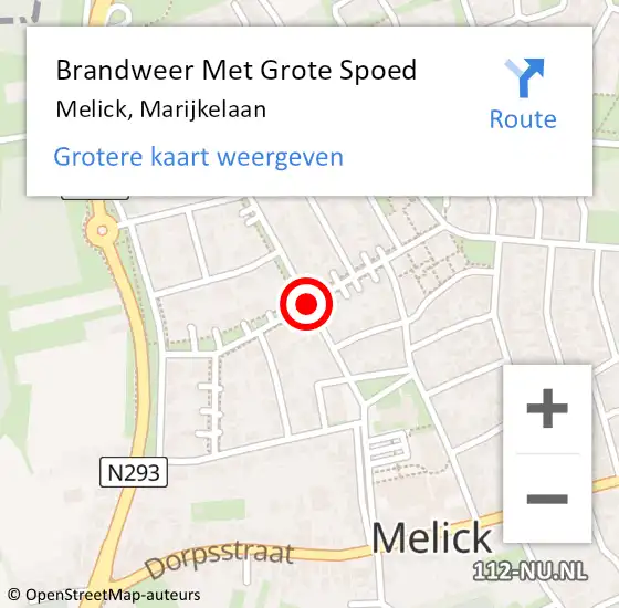 Locatie op kaart van de 112 melding: Brandweer Met Grote Spoed Naar Melick, Marijkelaan op 17 mei 2017 21:46
