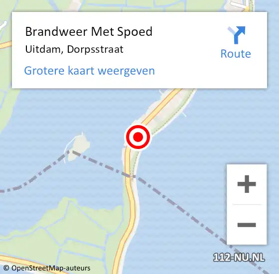 Locatie op kaart van de 112 melding: Brandweer Met Spoed Naar Uitdam, Dorpsstraat op 17 mei 2017 21:58