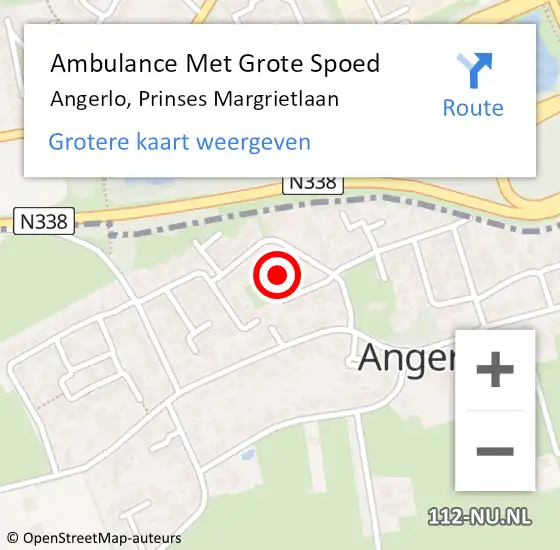 Locatie op kaart van de 112 melding: Ambulance Met Grote Spoed Naar Angerlo, Prinses Margrietlaan op 17 mei 2017 22:41