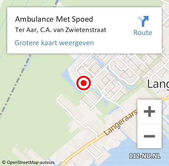 Locatie op kaart van de 112 melding: Ambulance Met Spoed Naar Ter Aar, C.A. van Zwietenstraat op 17 mei 2017 23:48