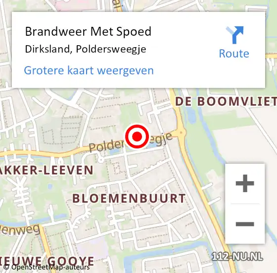 Locatie op kaart van de 112 melding: Brandweer Met Spoed Naar Dirksland, Poldersweegje op 20 januari 2014 19:26