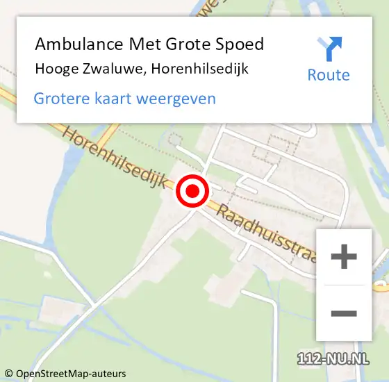 Locatie op kaart van de 112 melding: Ambulance Met Grote Spoed Naar Hooge Zwaluwe, Horenhilsedijk op 18 mei 2017 00:44