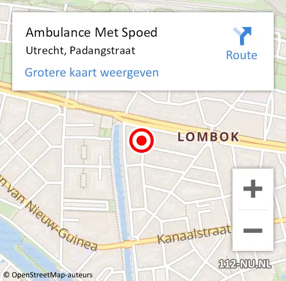 Locatie op kaart van de 112 melding: Ambulance Met Spoed Naar Utrecht, Padangstraat op 18 mei 2017 00:54